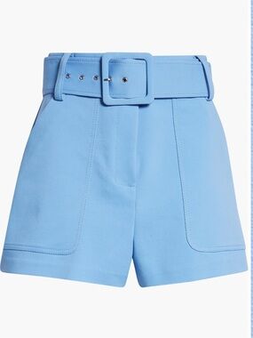 Ramy Brook Kasey High-Waist Belted Shorts in Ribbon Blue